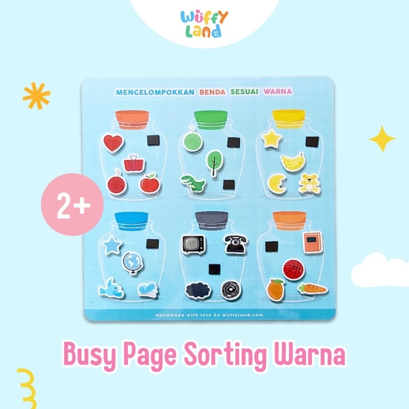 Mainan Anak Busy Page Wuffyland Mengelompokkan Benda Sesuai Warna