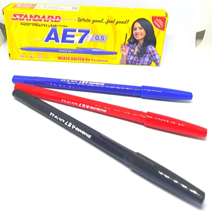 Jual ballpoint pulpen bolpen pena bolpoin standard AE7 0.05mm black / hitam Kab. Tangerang