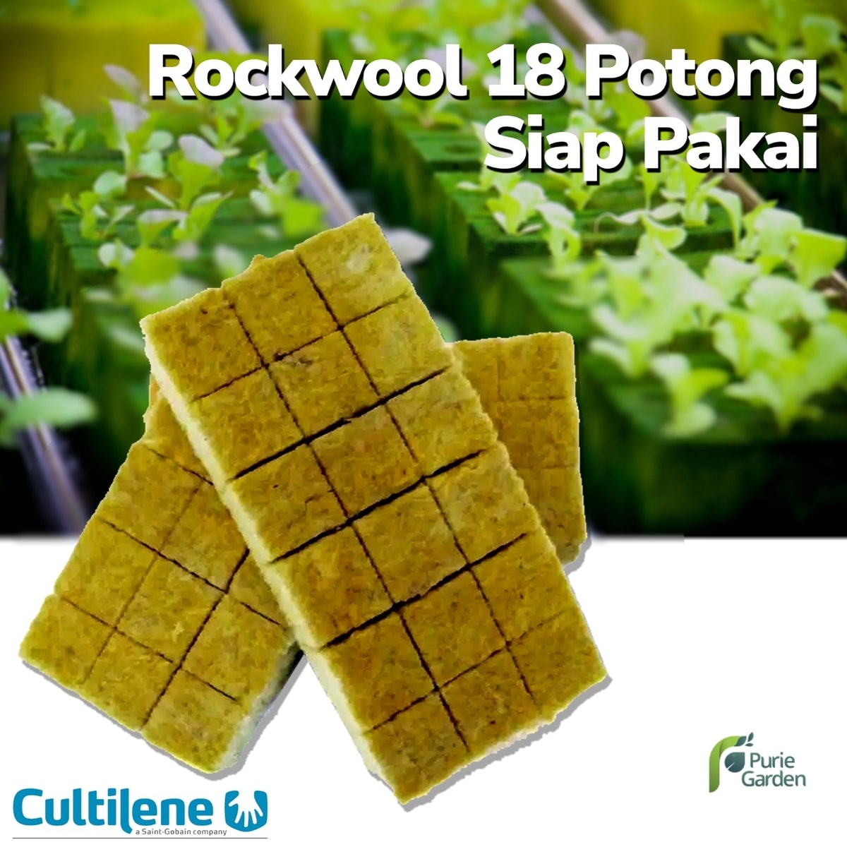 Puriegarden Media Tanam Hidroponik Rockwool 18 Potong