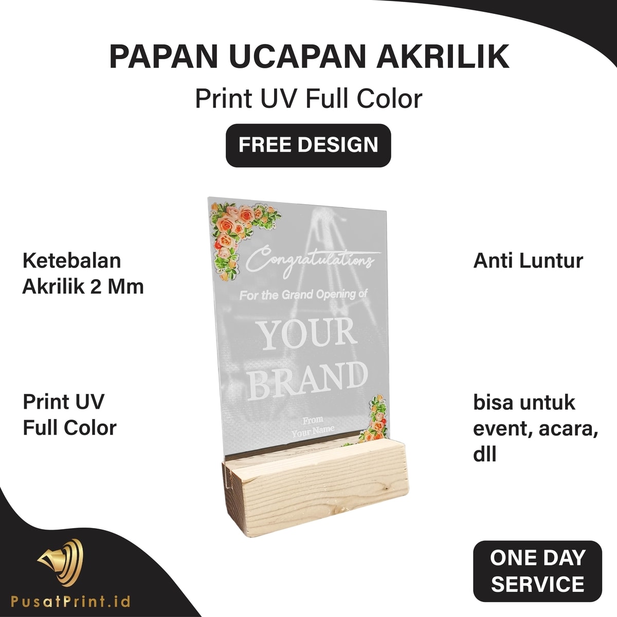 Custom Papan Ucapan Akrilik Mm Harga Murah Souvenir Promosi Print Uv