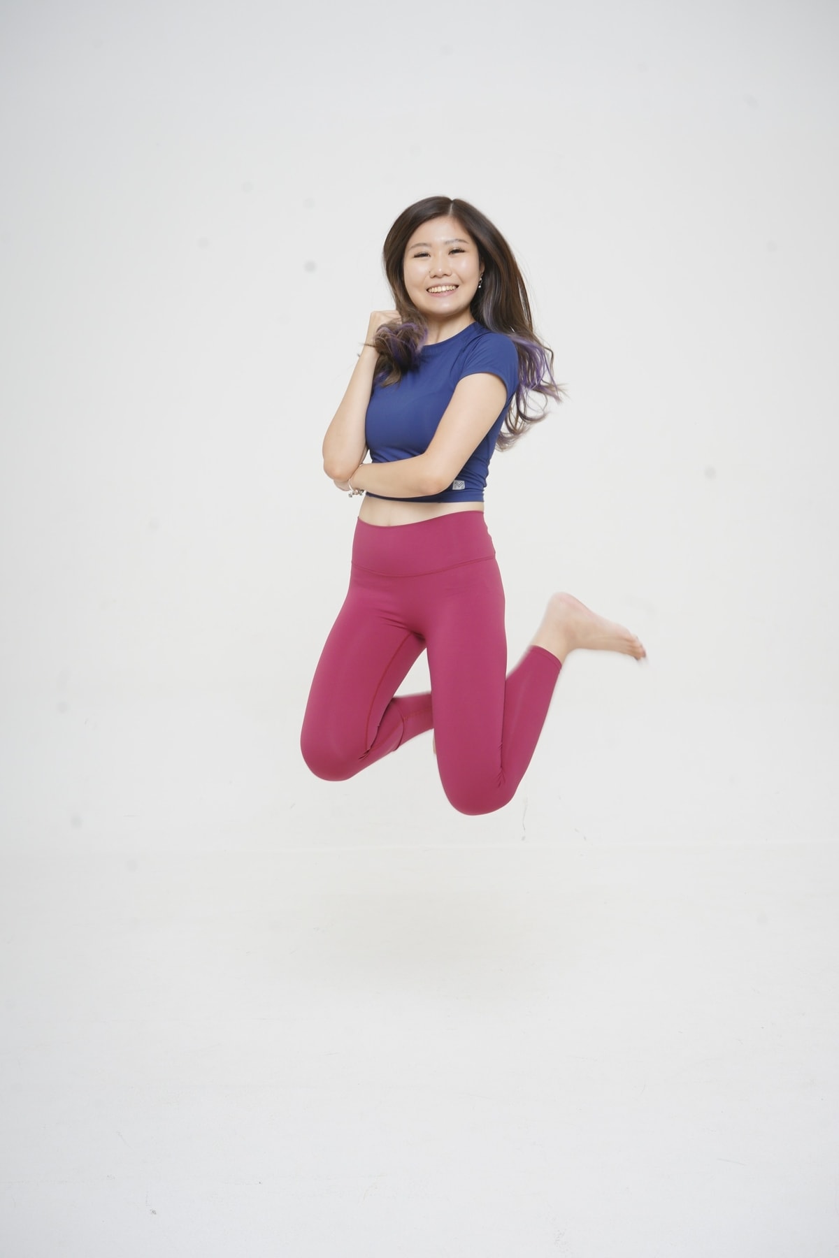 Atas - Blue, Legging - Maroon