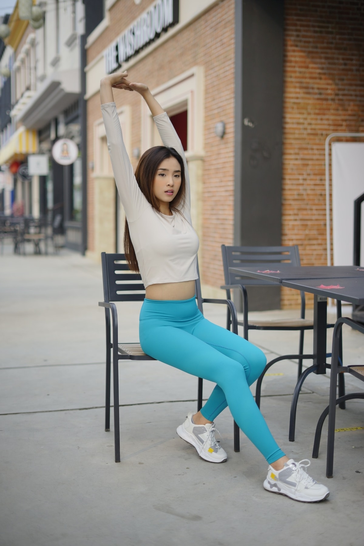 Atas - Ivory, Legging - Blue Green