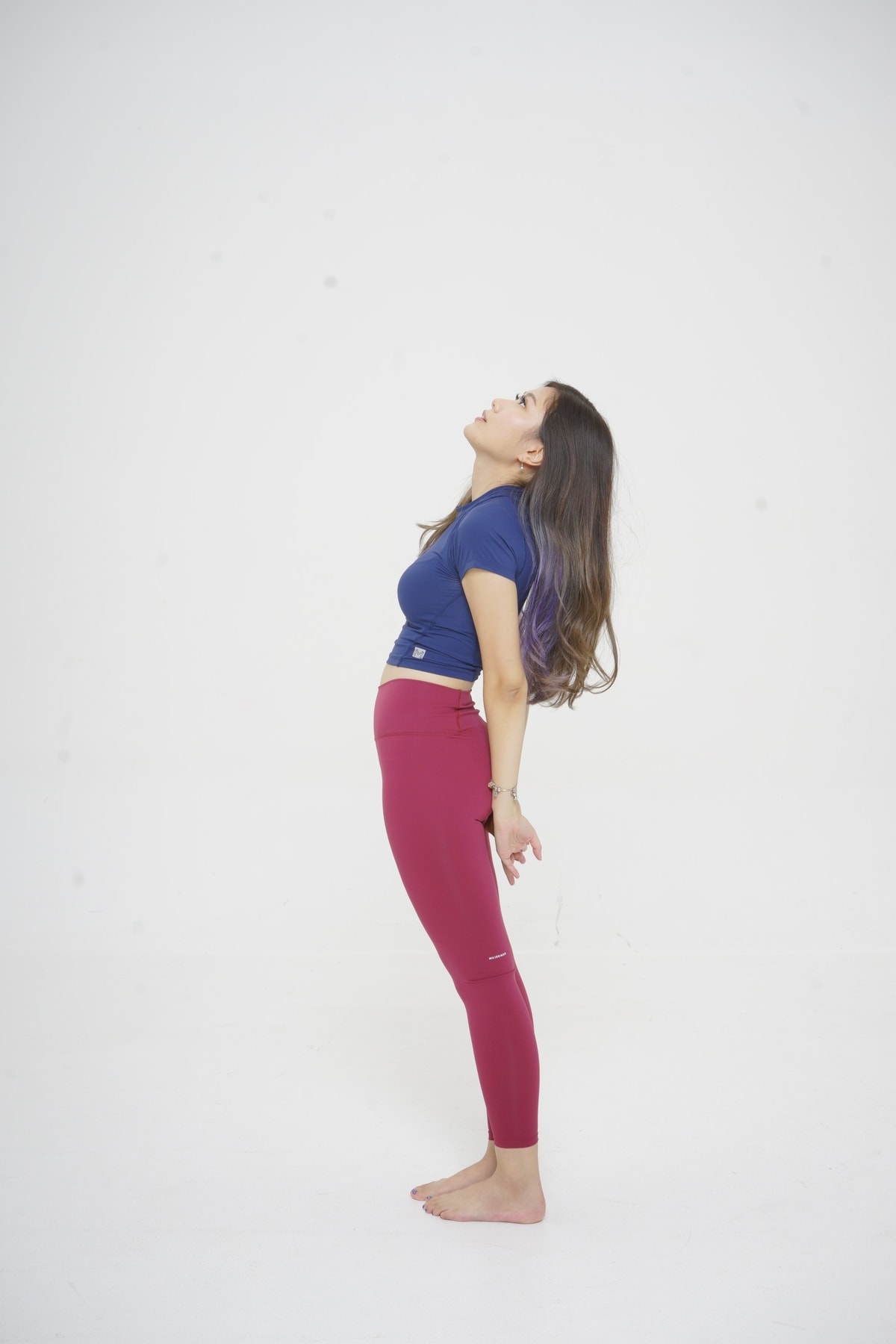 Atas - Blue, Legging - Maroon