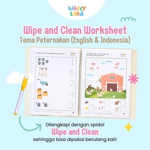 Worksheet Anak Wuffyland Wipe and Clean Tema Peternakan Bahasa Indonesia dan Bahasa Inggris