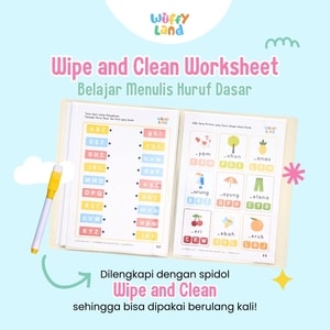 Worksheet Anak Wuffyland Wipe and Clean Tema Belajar Menulis Huruf Untuk Pra TK atau PAUD