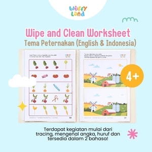 Worksheet Anak Wuffyland Wipe and Clean Tema Peternakan Bahasa Indonesia dan Bahasa Inggris