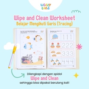 Worksheet Anak Wuffyland Wipe and Clean Belajar Mengikuti Garis atau Tracing