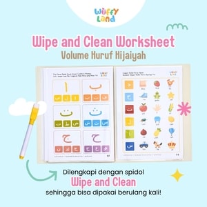 Worksheet Anak Wuffyland Wipe and Clean Tema Belajar Huruf Hijaiyah