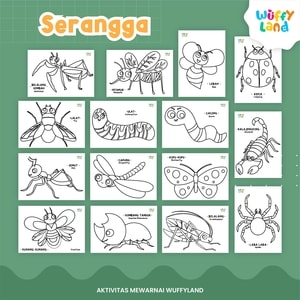 Worksheet wuffyland aktivitas mewarna dengan berbagai tema