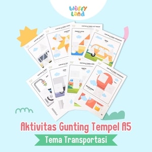 Wuffyland Worksheet Edukasi Anak Indonesia Murah Aktivitas Gunting Tempel A5 Tema Cut and Paste dengan Beragam Tema