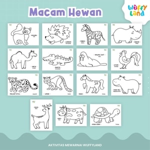 Worksheet wuffyland aktivitas mewarna dengan berbagai tema