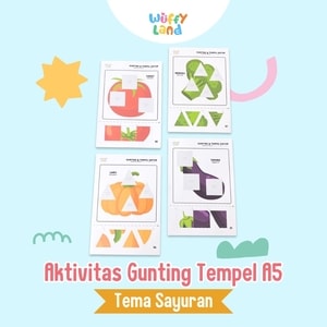 Wuffyland Worksheet Edukasi Anak Indonesia Murah Aktivitas Gunting Tempel A5 Tema Cut and Paste dengan Beragam Tema