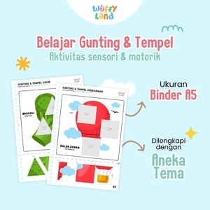 Wuffyland Worksheet Edukasi Anak Indonesia Murah Aktivitas Gunting Tempel A5 Tema Cut and Paste dengan Beragam Tema