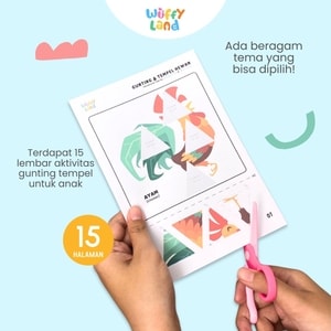 Wuffyland Worksheet Edukasi Anak Indonesia Murah Aktivitas Gunting Tempel A5 Tema Cut and Paste dengan Beragam Tema