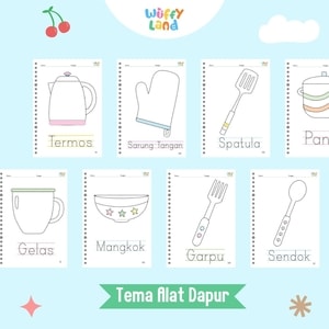 Aneka Worksheet Binder A5 Aktivitas Belajar Menulis dengan Tracing Tema Alat Dapur