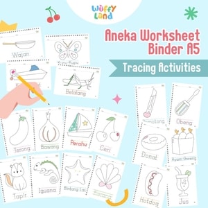 Aneka Worksheet Binder A5 Aktivitas Belajar Menulis dengan Tracing Tema Makanan & Minuman