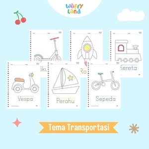 Aneka Worksheet Binder A5 Aktivitas Belajar Menulis dengan Tracing Tema Transportasi