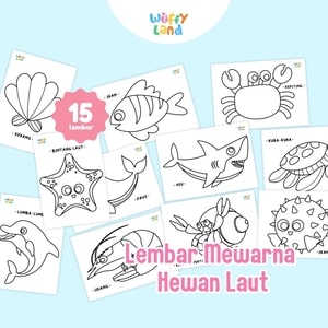 Aktifitas Mewarna Tema Hewan Laut (Ukuran A5)