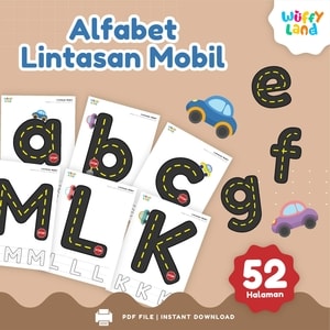 Wuffyland Worksheet Edukasi Anak Indonesia Murah Tema  Alfabet Lintasan Mobil