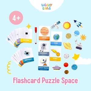 Mainan Anak Wuffyland Flashcard Puzzle Luar Angkasa Free Spidol Wipe and Clean
