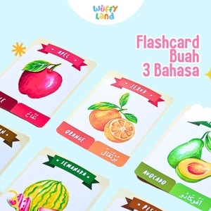 Mainan Anak Wuffyland Flashcard Belajar Buah 3 Bahasa