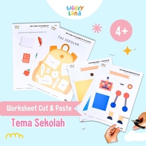 Worksheet Anak Wuffyland tema sekolah aktivitas membuat topen hewan, mewarna, menggunting