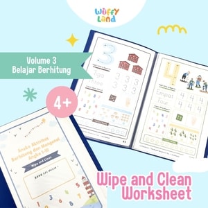 Worksheet Anak Wuffyland Wipe and Clean Vol 03 Tema Mengenal Angka dan Berhitung