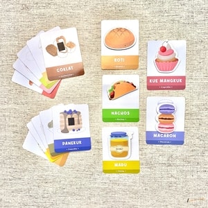 mainan edukasi anak wuffyland flashcard puzzle makanan wipe and clean free spidol