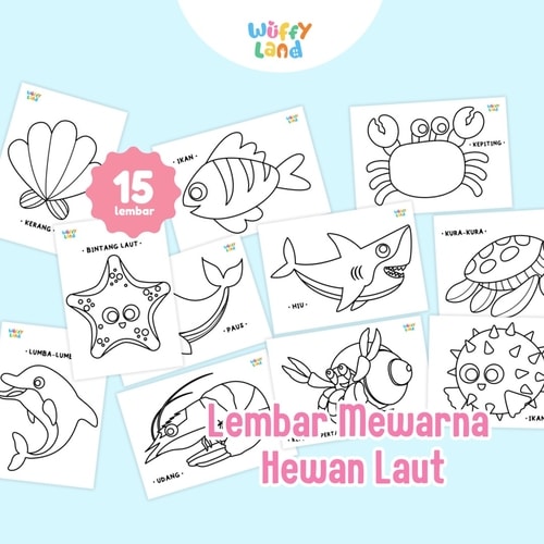 Aktifitas Mewarna Tema Hewan Laut (Ukuran A5)