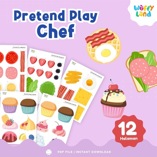 Wuffyland Worksheet Edukasi Anak Indonesia Murah Printable Tema Gunting Tempel Pretend Play Chef