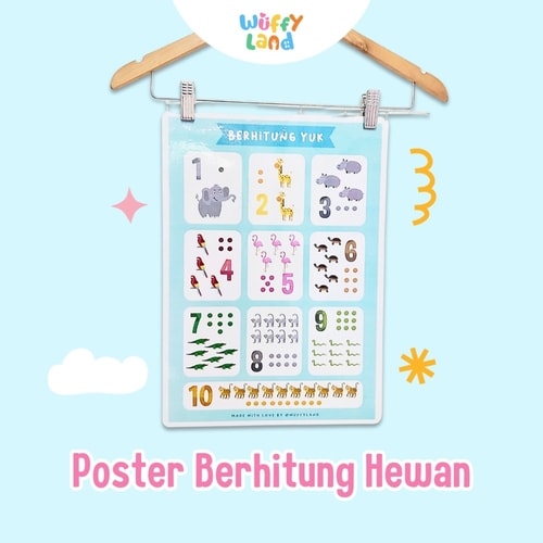 Mainan Anak Wuffyland Poster Edukasi Belajar Berhitung Menggunakan Objek Hewan