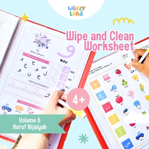 Worksheet Anak Wuffyland Wipe and Clean Tema Belajar Huruf Hijaiyah