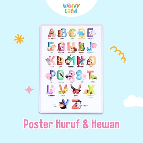 Mainan Anak Wuffyland Poster Edukasi Tema Huruf dan Hewan Alfabet