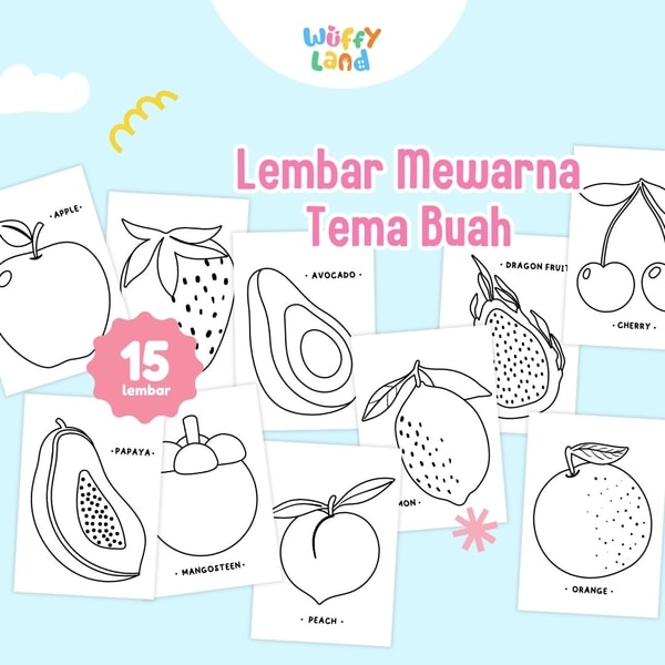 Aktifitas Mewarna Wuffyland Tema Buah (Ukuran A5)