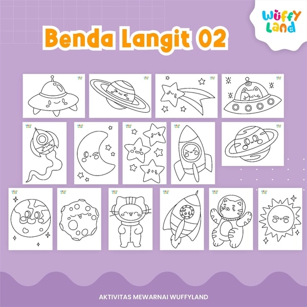 Aktifitas Mewarna Tema Benda Langit (Ukuran A5)