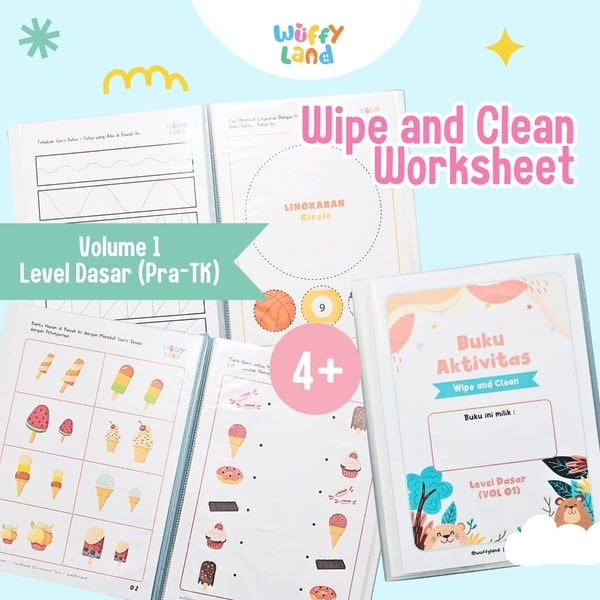 Worksheet Anak Wuffyland Wipe and Clean Tentang Aktivitas Anak Pra TK atau PAUD