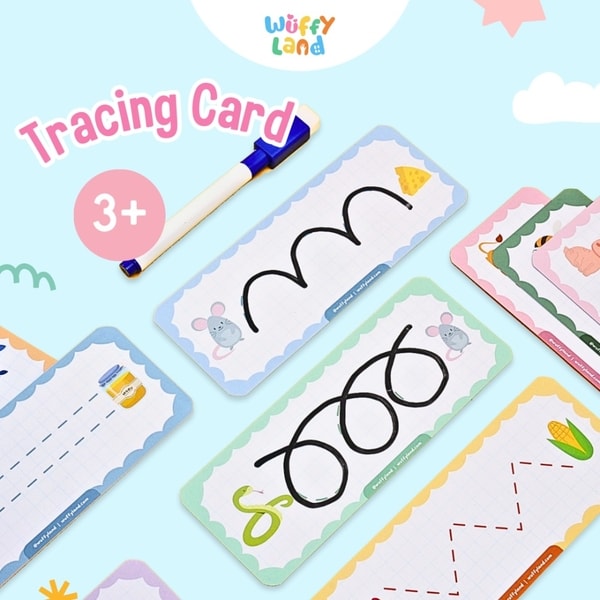 Mainan anak wuffyland aktivitas tracong card wipe and clean free spidol