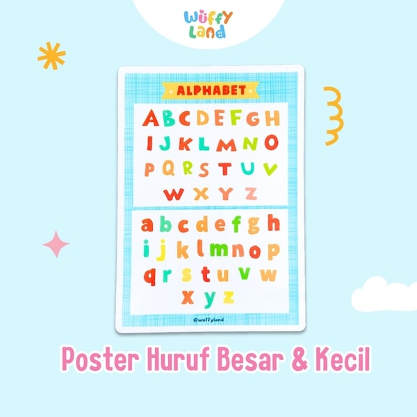 Mainan Anak Wuffyland Poster Edukasi Beljar Alfabet Huruf Besar dan Huruf Kecil