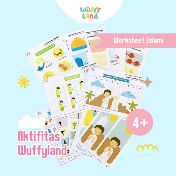 Worksheet Anak Wuffyland Wipe and Clean Tema Kegiatan Islami atau ramadhan
