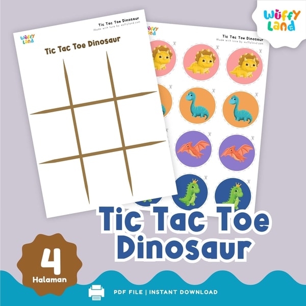 Wuffyland Worksheet Edukasi Anak Indonesia Murah Tema Tic Tac Toe Dinosaurus
