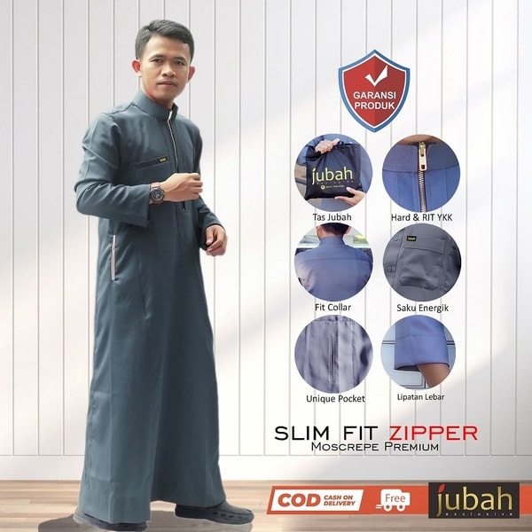jubah gamis pria zipper