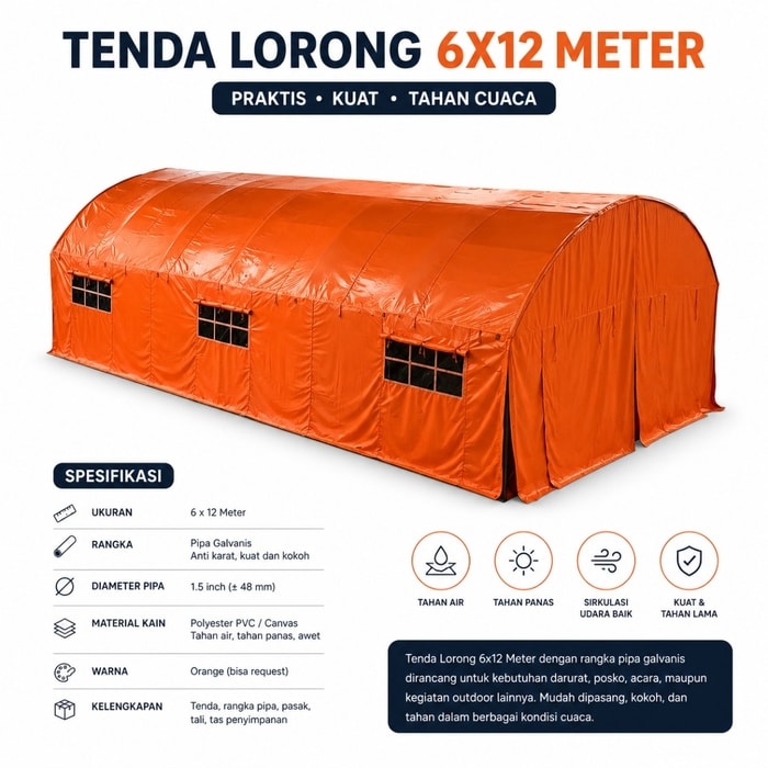 TENDA LORONG 6X12 METER | SUKSES OUTDOOR