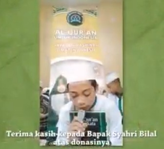 Ucapan terima kasih oleh Adrian kepada Donatur - Donatur yang telah Berwakaf Al-Qur'an di Program Wakaf Al - Qur'an Yayasan Hashinah Indonesia🙏☺️

Terimakasih para Donatur  ( SYAHRI BILAL dan AHMAD ISYA )yang sudah mempercayakan Yayasan Hashinah Indonesia ☺️🙏