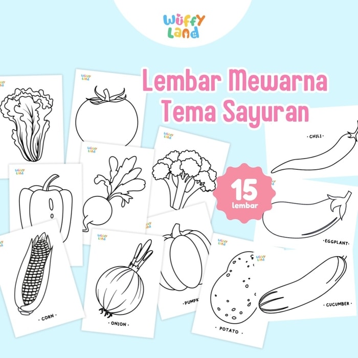 Aktifitas Mewarna Wuffyland Tema Sayuran (Ukuran A5)