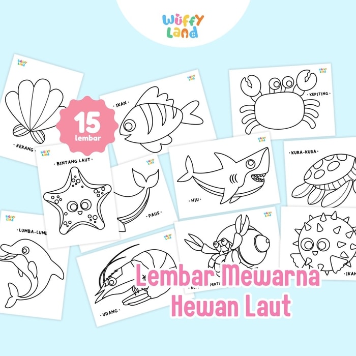 Aktifitas Mewarna Tema Hewan Laut (Ukuran A5)
