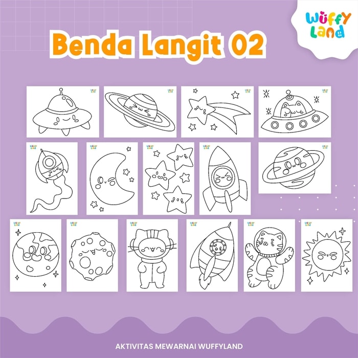 Aktifitas Mewarna Tema Benda Langit (Ukuran A5)