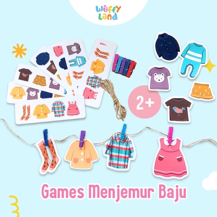 Mainan Anak Wuffyland Aktivitas Bermain Peran Menjemur Baju