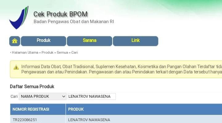 bpom lenatrov obat stroke ampuh