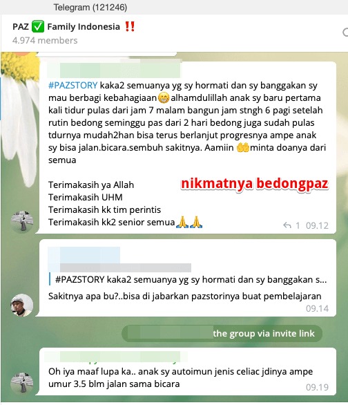 Gambar 3: Testimoni Terapi Bedong PAZ