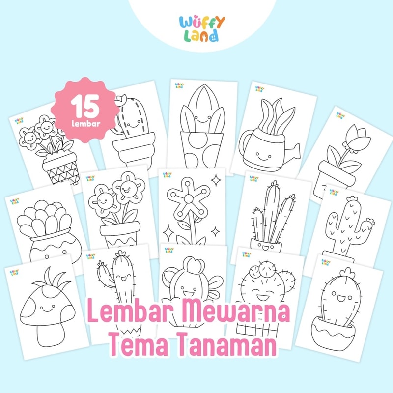 Worksheet wuffyland aktivitas mewarna tema tanaman